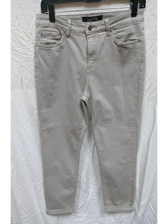 Joseph Ribkoff Pants - Joseph Ribkoff Jeans Taupe Beige Rhinestone Cuffed Pants Size 10